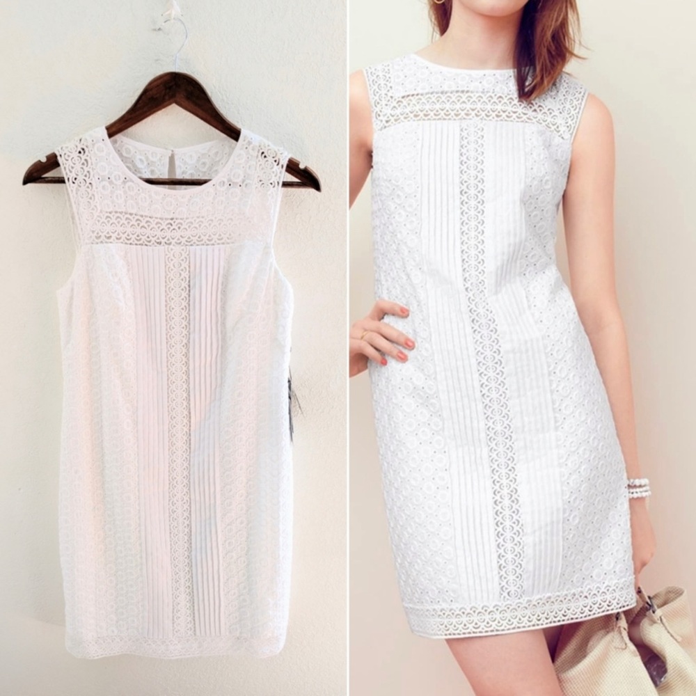 Adrianna Papell White Mixed Shift Dress